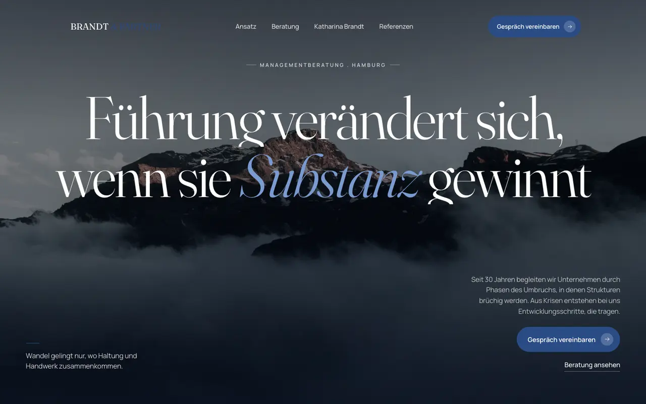 Website-Konzept für Brandt & Partner (Managementberatung · B2B)