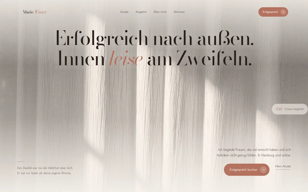Website-Konzept für Marie Winter (Coaching)