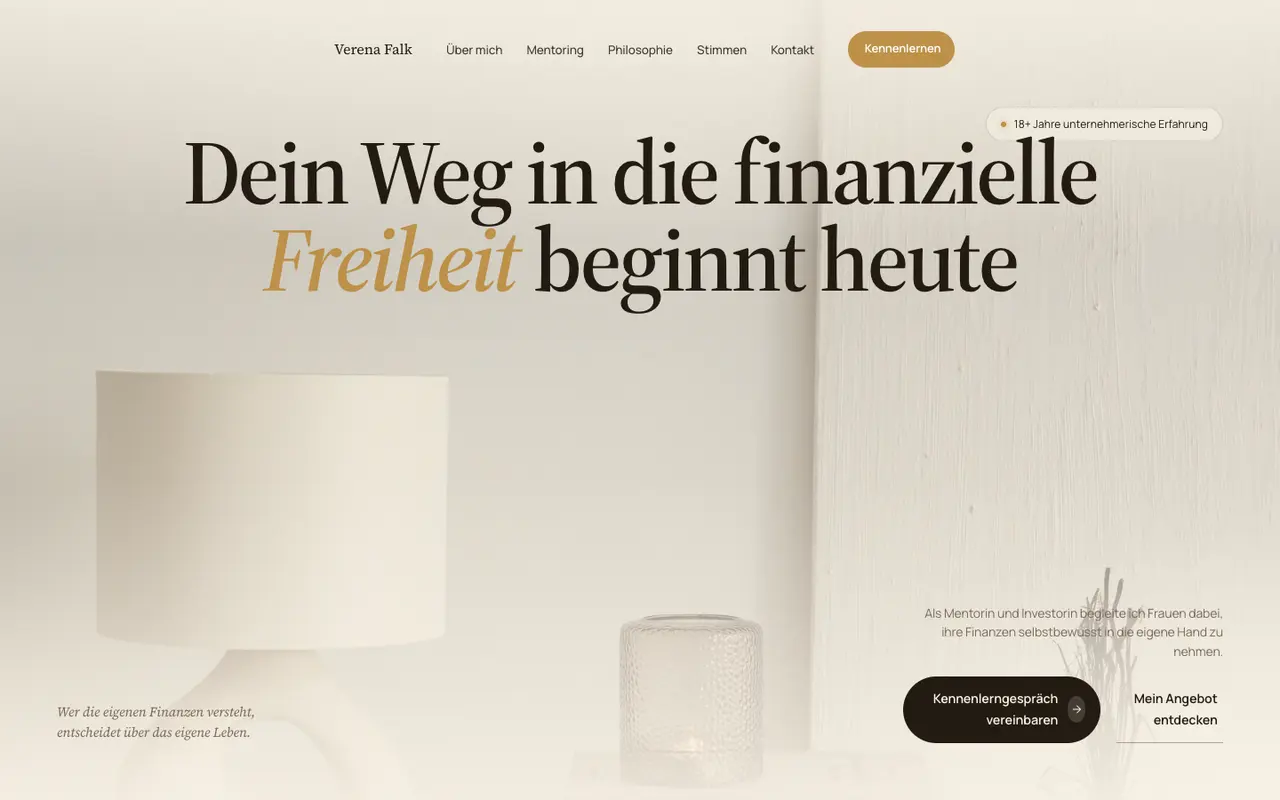 Website-Konzept für Verena Falk (Finanz-Mentoring)